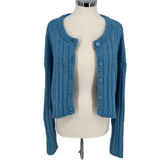 L.A. Hearts Ribbed Button-Up Cardigan Sweater Light Blue Size Medium NWT - Picture 7 of 11